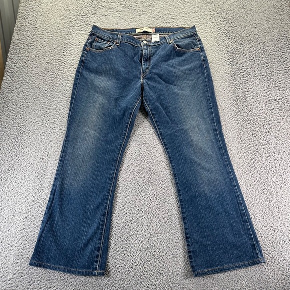 Levis 515 Jeans Womens Size 16 Blue Dark Wash Cotton Stretch Boot Cut Denim - Picture 1 of 10